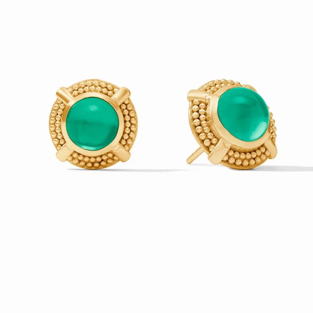 Julie Vos Cabochon Stud 
Iridescent Emerald Green